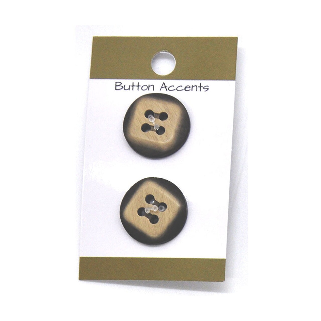 Belagio Resin Buttons, 0.75" Diameter, Extruded Square Design, 2 Piece Pack, Black/Tan